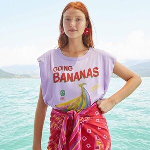 FARM Rio Lavender "Going Bananas" Muscle Tee with Multicolor Print